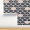 Flowers Art Deco 1920S Floral Navy Indigo Gold Blue Dress Fashion Pink Cream Custom Removable Wallpaper by Spoonflower Peel & Stick Wallpaper 2FT Wide